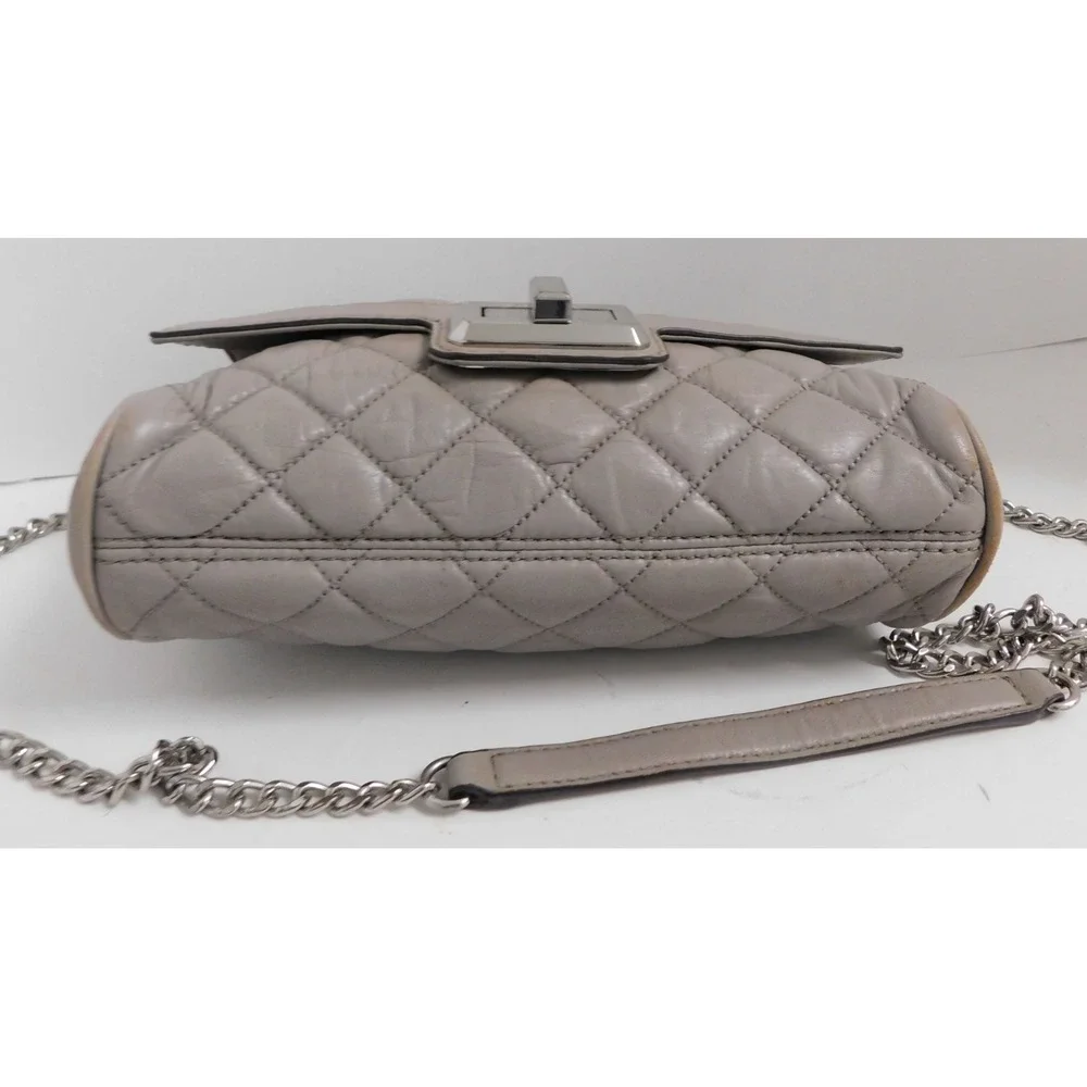 Michael Kors‎ Gray Quilted Leather Turn Lock Shoulder Crossbody Bag